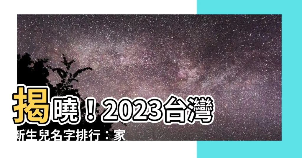 【台灣新生兒名字2023】揭曉！2023台灣新生兒名字排行：家豪、淑芬依舊屹立不搖