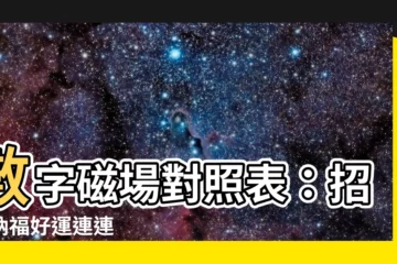 【數字磁場對照表】數字磁場對照表：招財納福好運連連