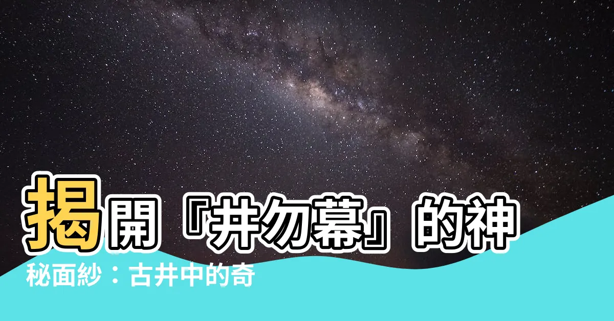 【井勿幕】揭開『井勿幕』的神秘面紗：古井中的奇蹟與謎團