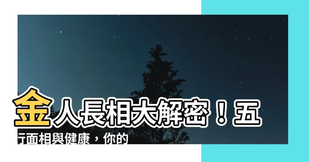 【金人長相】金人長相大解密！五行面相與健康，你的體質類型是什麼？