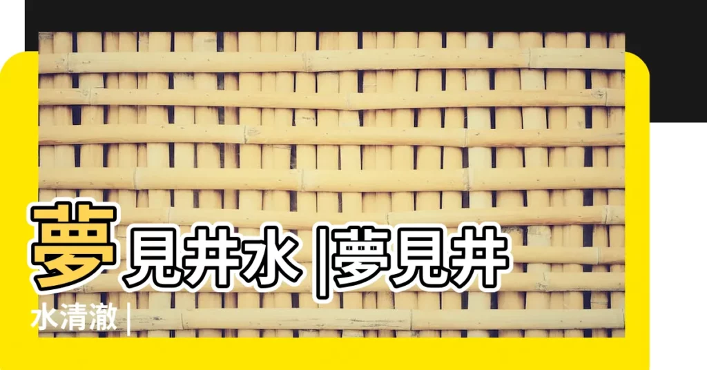 夢見井水 |夢見井水清澈 |【周公解夢孕婦夢見井水】