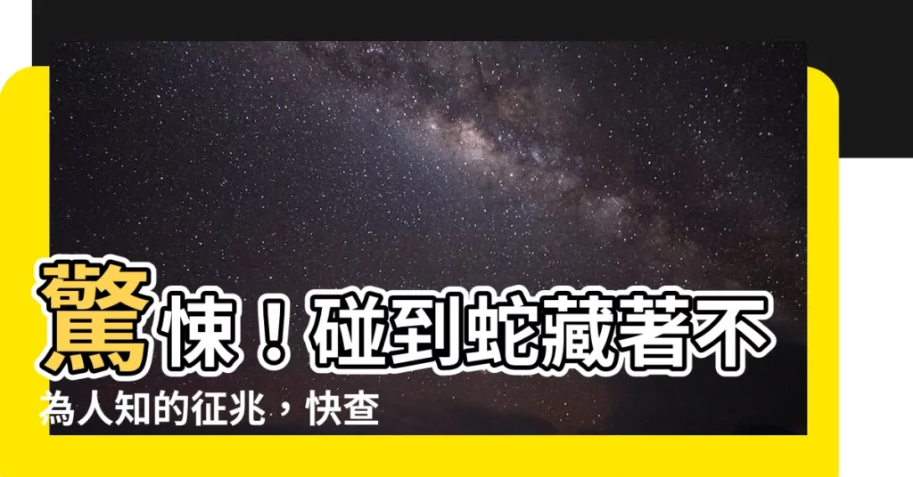 【碰到蛇 徵兆】驚悚！碰到蛇藏著不為人知的徵兆，快查看一探究竟！