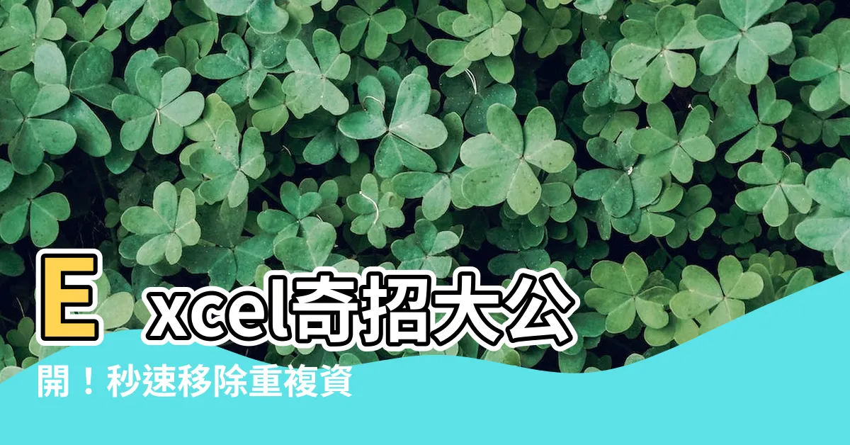 【excel 移除重複 公式】Excel奇招大公開！秒速移除重複資料，神級公式不容錯過