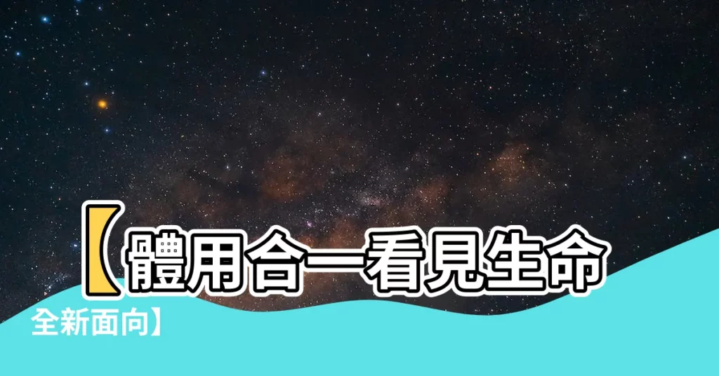 【體用合一】【體用合一看見生命全新面向】
