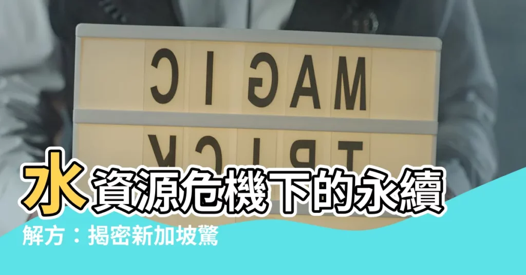 【新加坡水資源】水資源危機下的永續解方：揭密新加坡驚人的水科技！