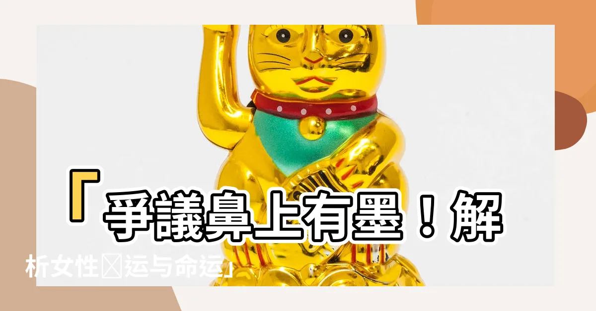 【鼻上有墨】「爭議鼻上有墨！解析女性財運與命運」