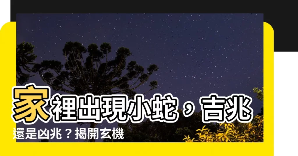 【家裡出現小蛇】家裡出現小蛇，吉兆還是凶兆？揭開玄機讓你一探究竟！
