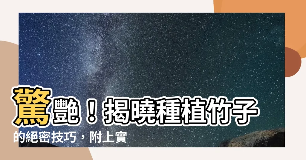 【種竹子】驚艷！揭曉種植竹子的絕密技巧，附上實景圖文示範！