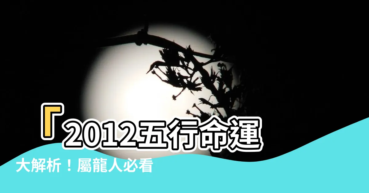 【2012五行】「2012五行命運大解析！屬龍人必看！」