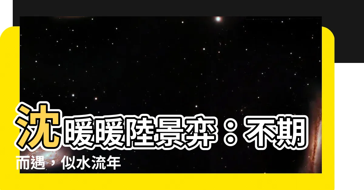 【沈暖暖陸景弈】沈暖暖陸景弈：不期而遇，似水流年