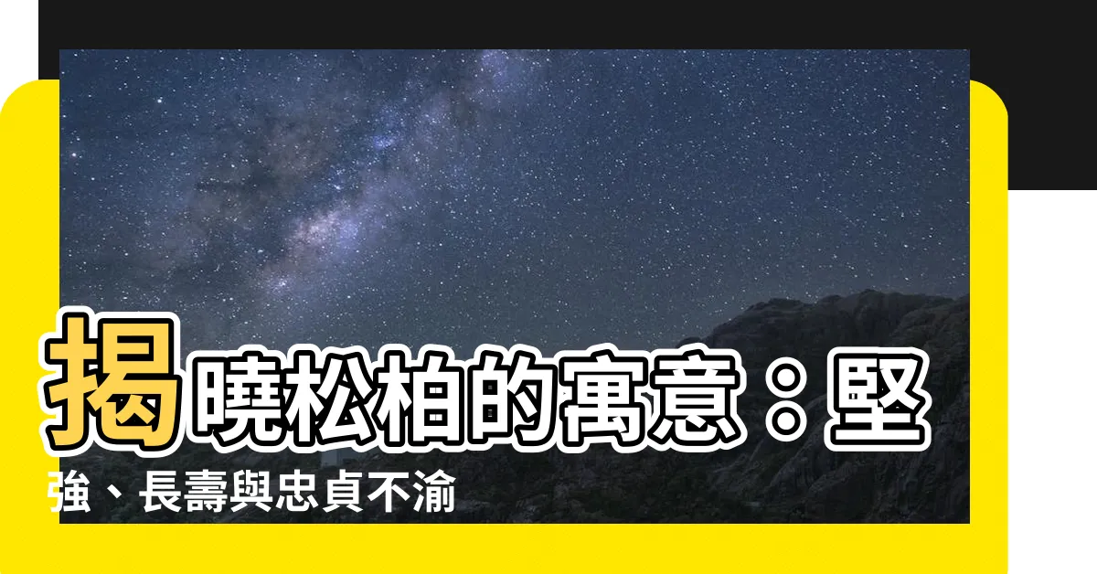 【松柏寓意】揭曉松柏的寓意：堅強、長壽與忠貞不渝的象徵