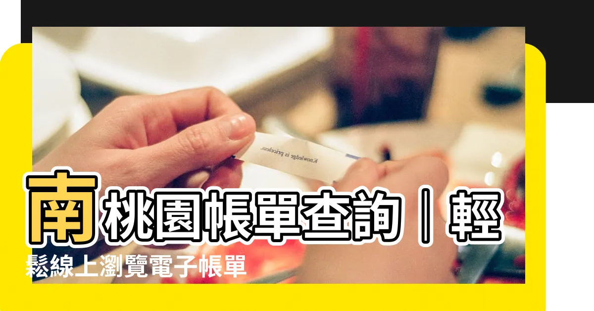 【南桃園帳單查詢】南桃園帳單查詢｜輕鬆線上瀏覽電子帳單並享會員專區服務