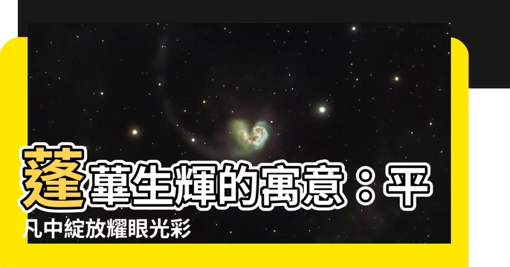 【蓬蓽生輝 意思】蓬蓽生輝的寓意：平凡中綻放耀眼光彩
