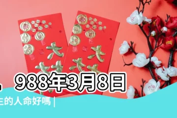 【1988年三月八五行】1988年3月8日出生的人命好嗎 |1988年3月8日出生的人五行缺什麼 |出生於1988年3月8日生辰八字算命 |