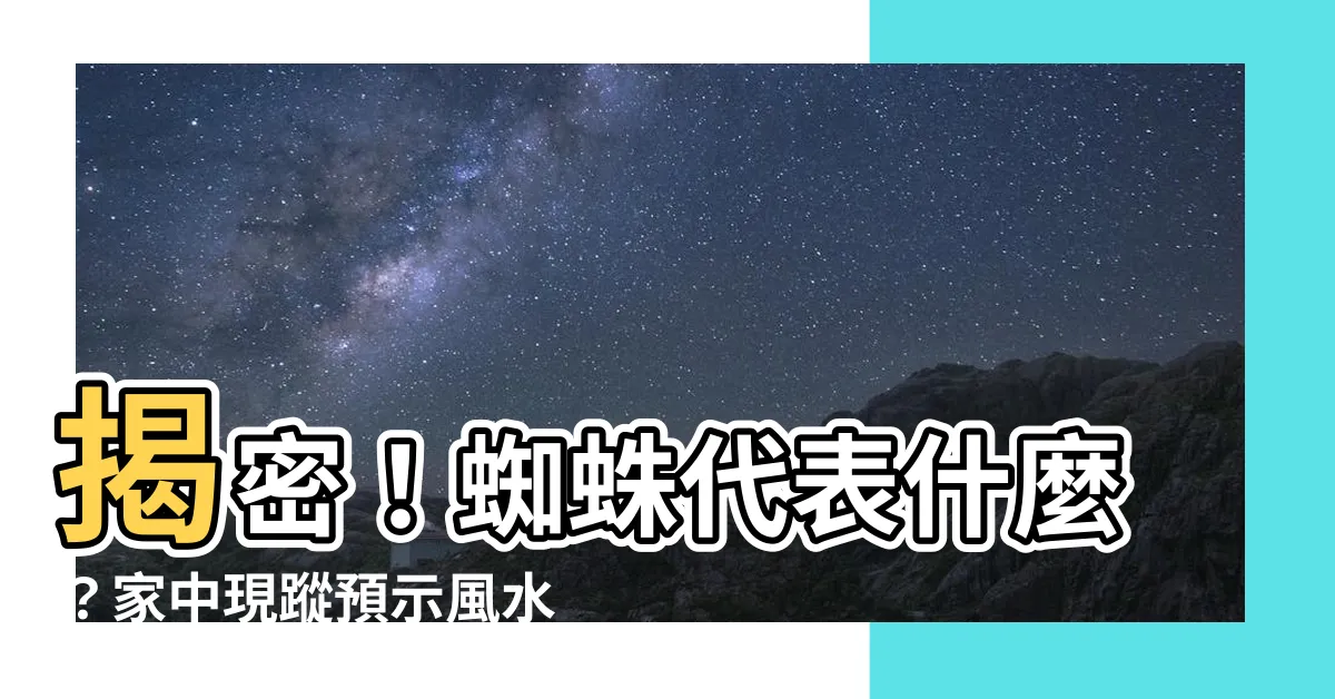 【蜘蛛代表什麼】揭密！蜘蛛代表什麼？家中現蹤預示風水吉兆還是凶兆？