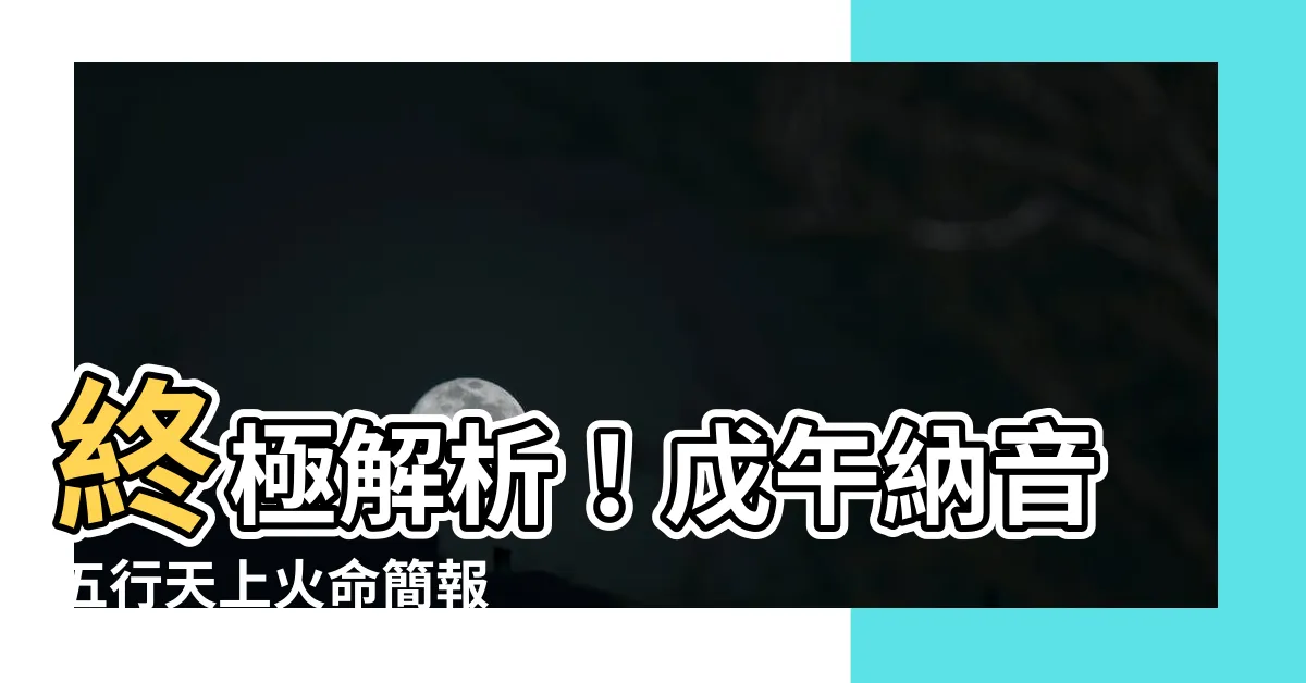 【戊午納音】終極解析！戊午納音五行天上火命簡報