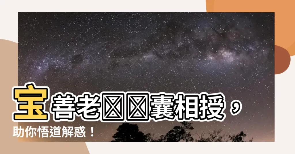 【寶善老師】寶善老師傾囊相授，助你悟道解惑！