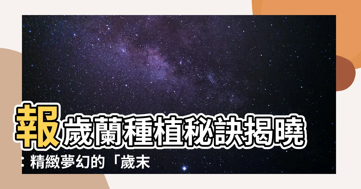【報歲蘭種植】報歲蘭種植秘訣揭曉：精緻夢幻的「歲末春蘭」