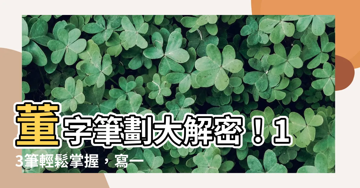 【董 筆劃】董字筆劃大解密！13筆輕鬆掌握，寫一手好字不是夢！