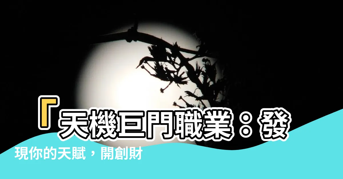 【天機巨門職業】「天機巨門職業：發現你的天賦，開創財富與名望之路！」