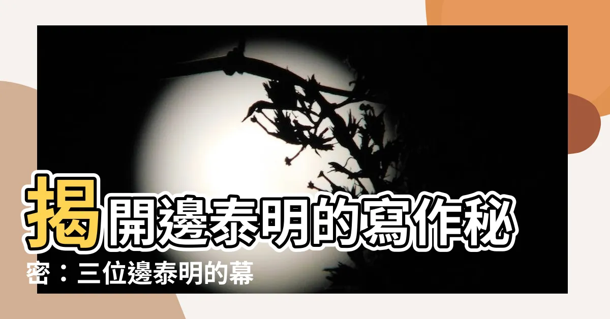 【邊泰明】揭開邊泰明的寫作秘密：三位邊泰明的幕後故事