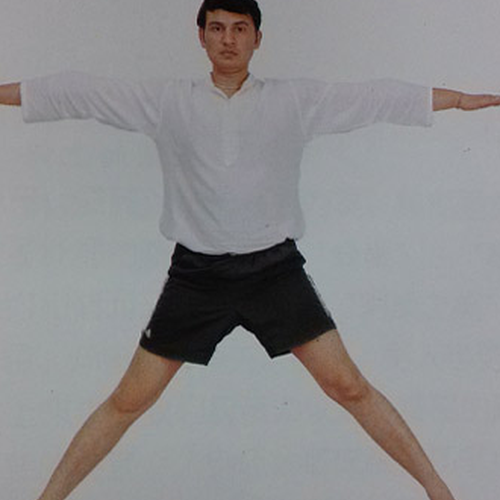 1、瑜伽三角伸展要領