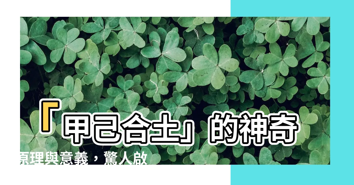 【甲己合土】「甲己合土」的神奇原理與意義，驚人啟示揭開！