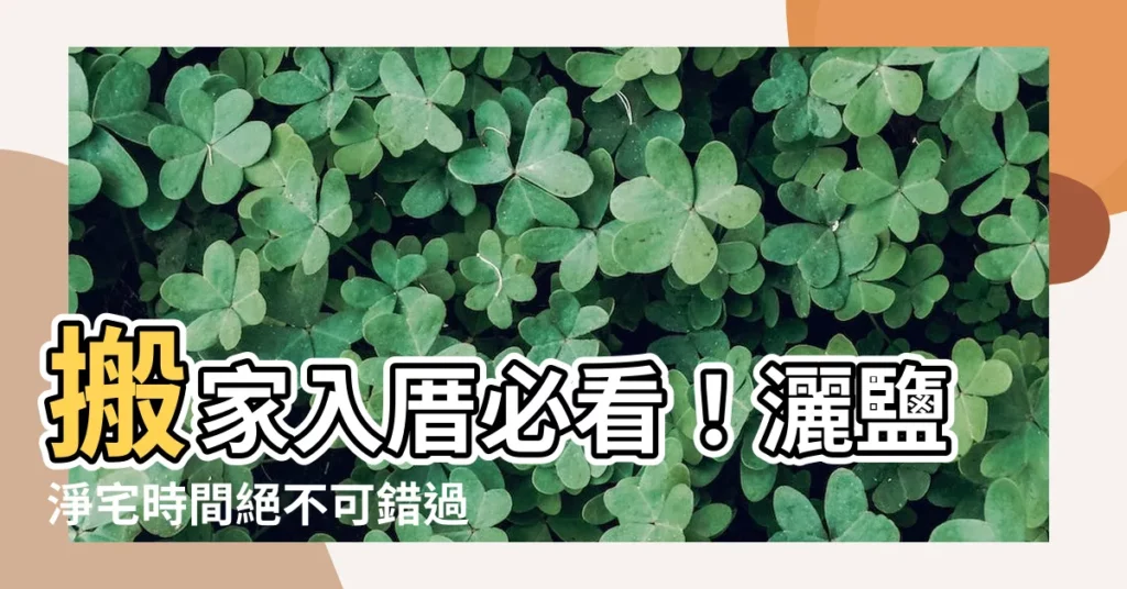 【灑鹽米時間】搬家入厝必看！灑鹽淨宅時間絕不可錯過！