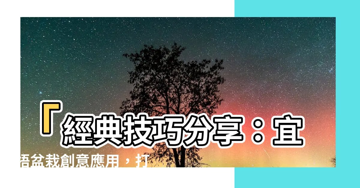 【宜梧盆栽】「經典技巧分享：宜梧盆栽創意應用，打造迷人盆景」