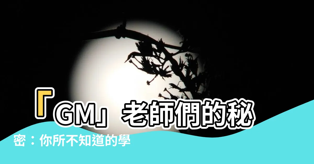 【gm 老師】「GM」老師們的秘密：你所不知道的學校階級制度