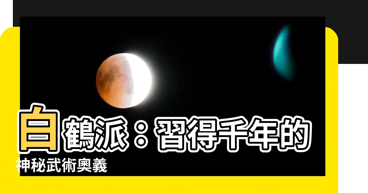 【白鶴派】白鶴派：習得千年的神秘武術奧義