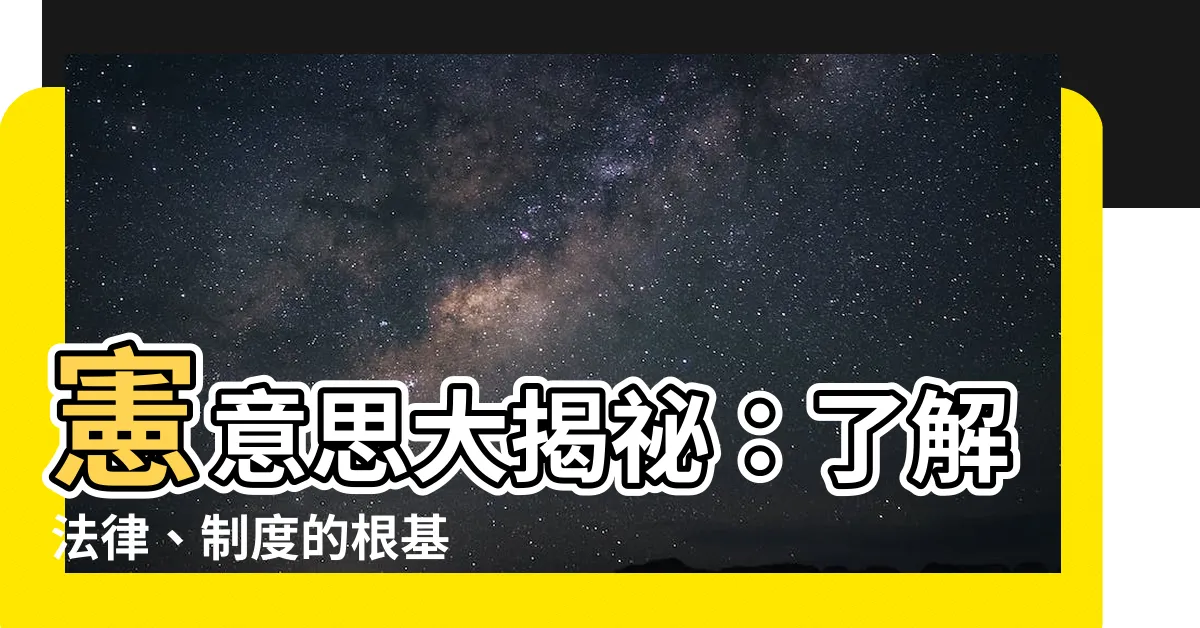 【憲意思】憲意思大揭秘：瞭解法律、制度的根基