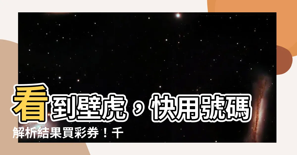 【看到壁虎號碼】看到壁虎，快用號碼解析結果買彩券！千萬頭獎等你來拿！