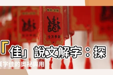 【佳説文解字】「佳」説文解字：探索漢字佳的奧秘與用法