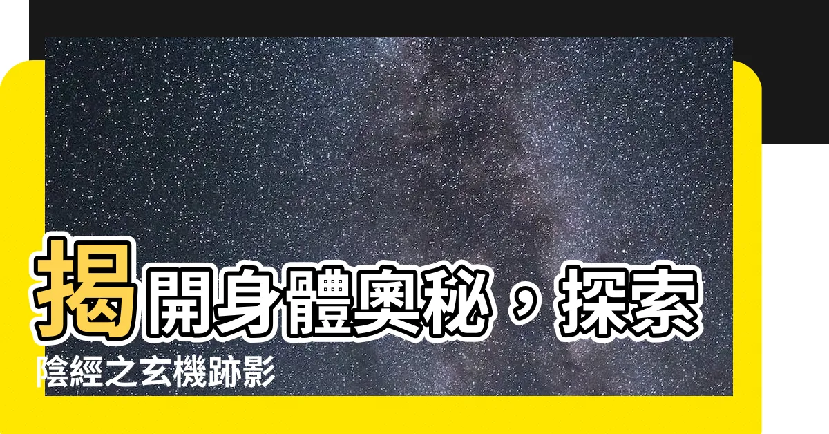 【陰經】揭開身體奧秘，探索陰經之玄機跡影