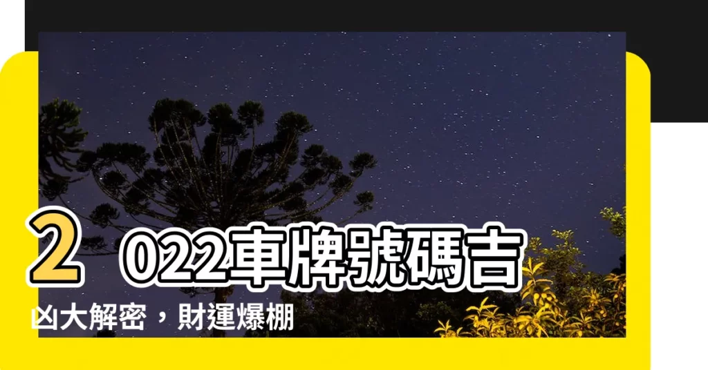 【車牌號碼吉凶2022】2022車牌號碼吉凶大解密，財運爆棚的吉祥數字揭曉！