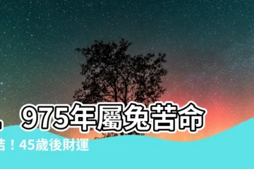【1975 屬】1975年屬兔苦命終結！45歲後財運旺翻天、貴人相助