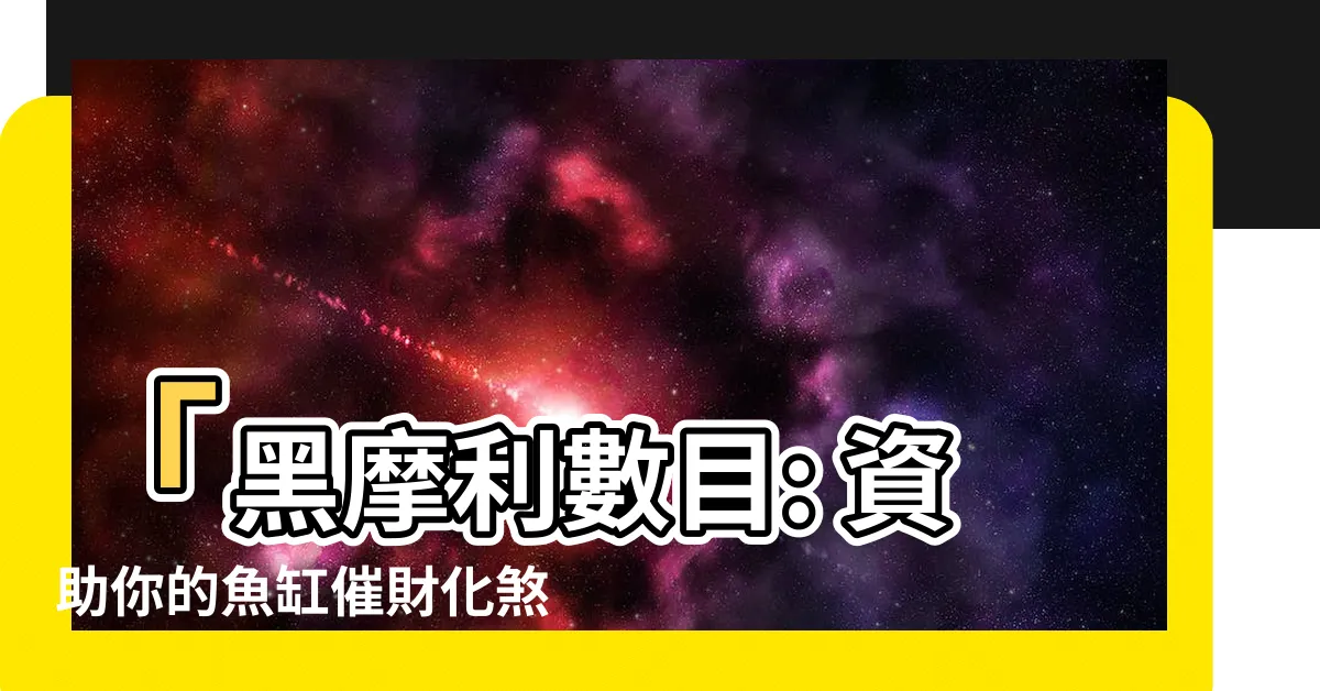【黑摩利數目】「黑摩利數目: 資助你的魚缸催財化煞的秘訣」