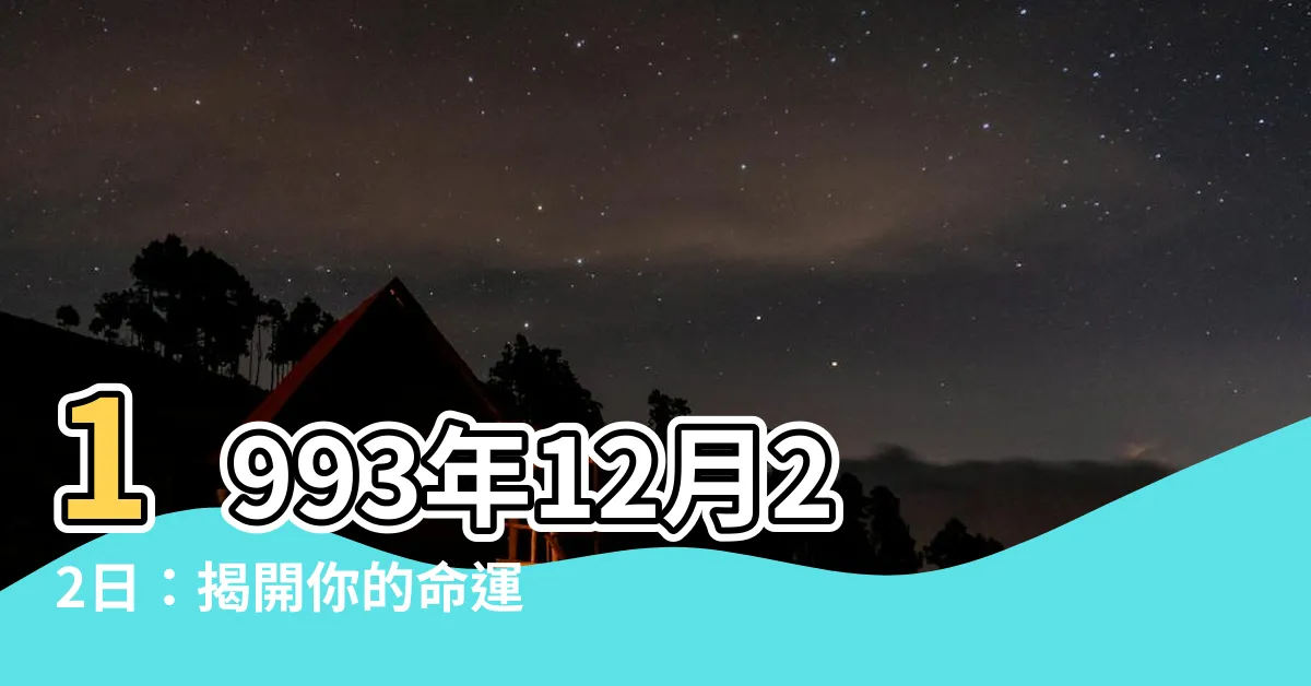 【1993年12月22日】1993年12月22日：揭開你的命運之謎！