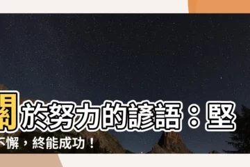 【努力諺語】關於努力的諺語：堅持不懈，終能成功！