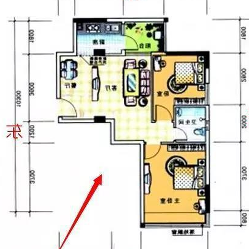 2、臥室門在東南角，門朝東，南牆為窗，房間南北4米，東西3米床怎麼放？在風水方面，還有一面鏡子 