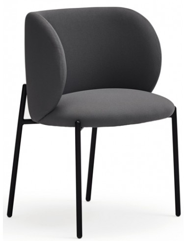 2 x Mogi spisebordsstole i metal og genanvendt polyester H80 cm - Sort/Mørkegrå