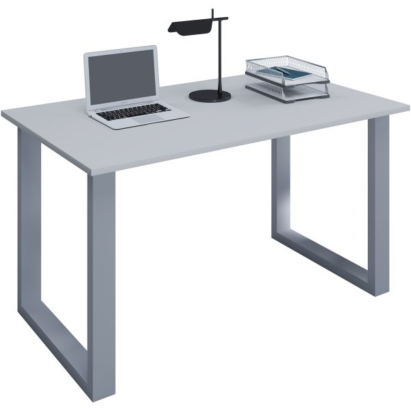 Lona U-feet skrivebord - grå træ og sølvgrå metal (80x50)