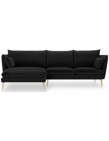 Agate Chaiselong sofa i velour venstrevendt B250 x D165 cm - Guld/Sort