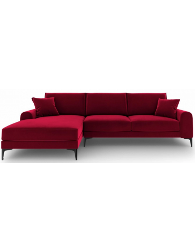 Larnite Chaiselong sofa i velour venstrevendt B254 x D182 cm - Sort/Rød