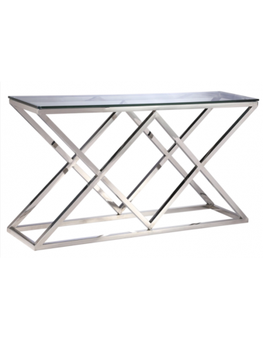 Empire konsolbord i stål og glas 150 x 40 cm - Sølv/Klar