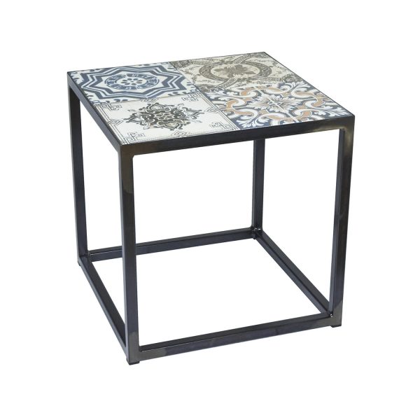 SPINDER DESIGN kvadratisk Ibiza Blacksmith hjørnebord - multifarvet keramik og stål (40x40)