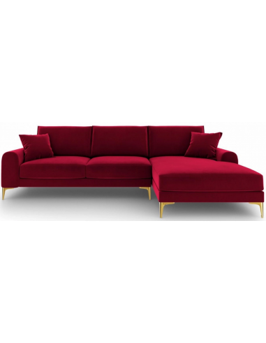 Larnite Chaiselong sofa i velour højrevendt B254 x D182 cm - Guld/Rød