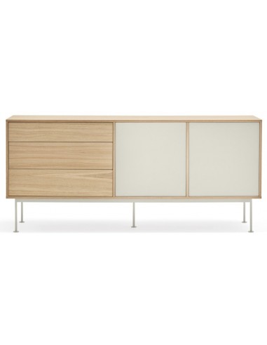 Yoko Sideboard i metal og mdf finér B180 cm - Creme/Eg