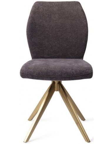 2 x Ikata rotérbare spisebordsstole H87 cm polyester - Guld/Antracit